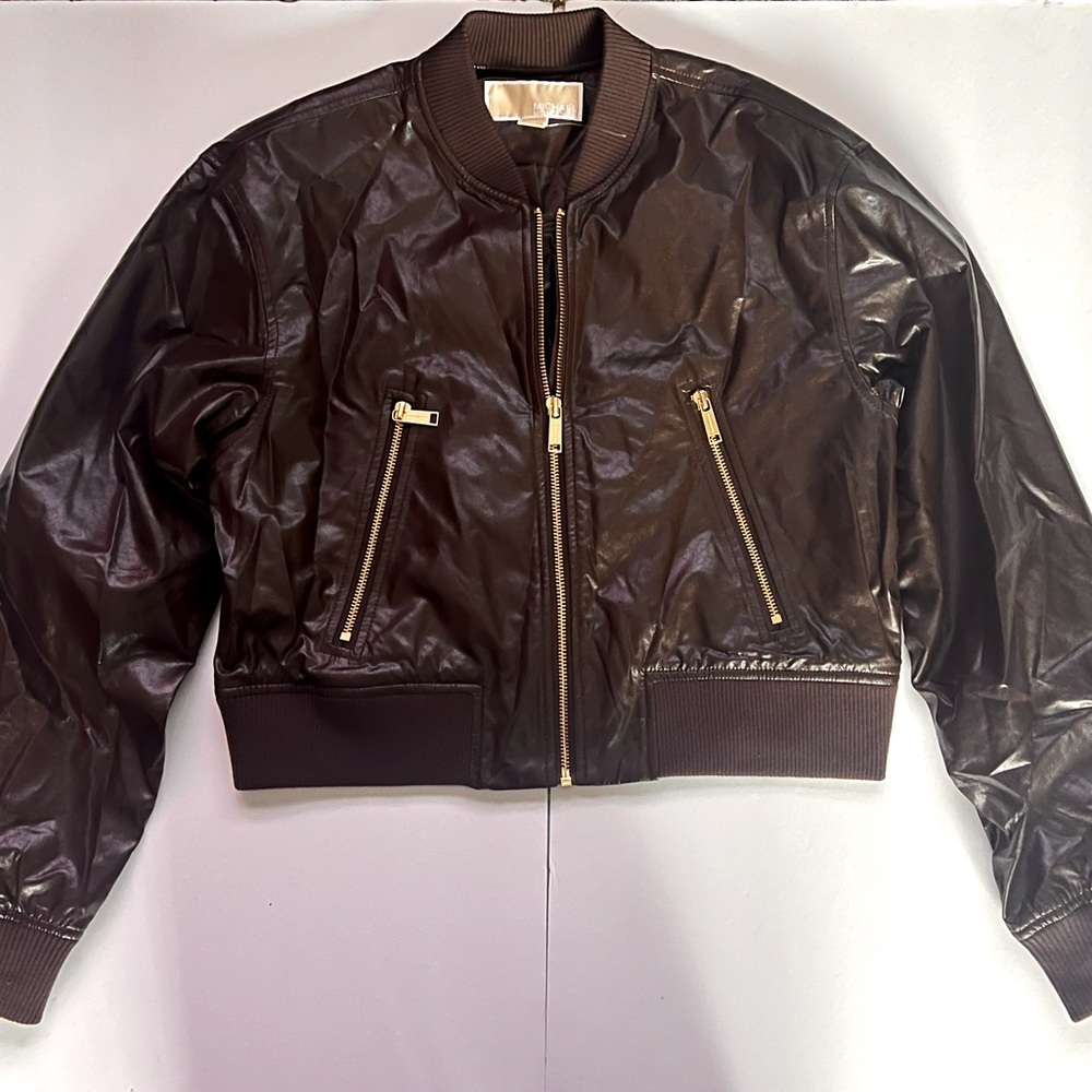 Michael Michael Kors women’s Leather Bomber Zip up Jacket New w/out tags
